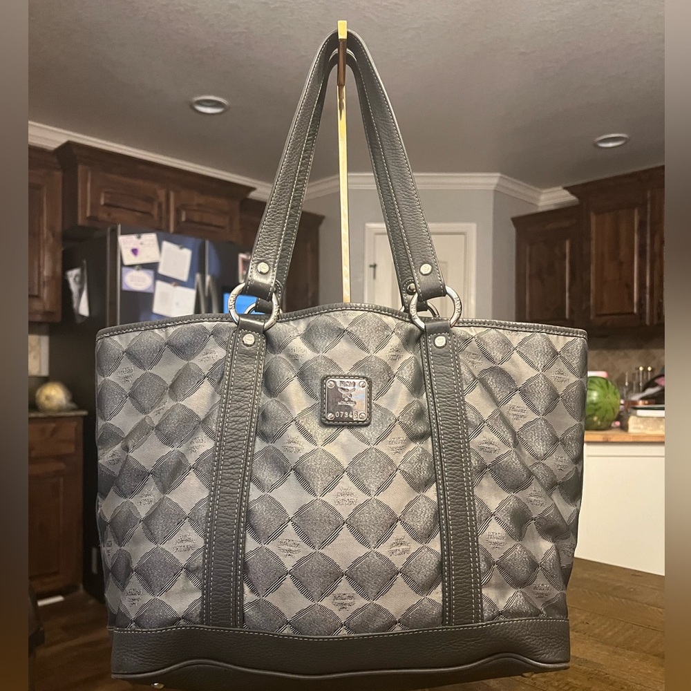 MCM Black and Gray Leather Tote